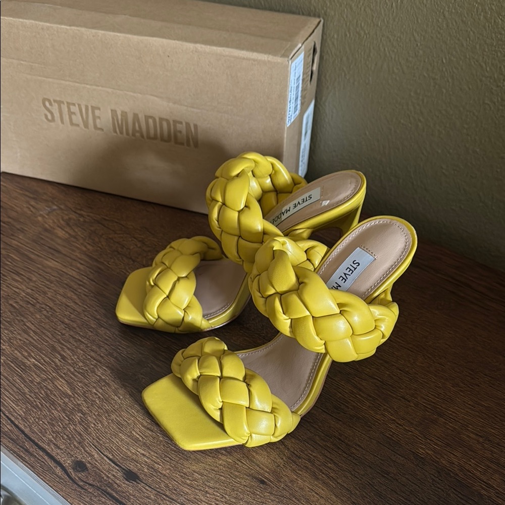 Steve Madden Yellow Heels with Braided Design